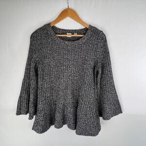 GAP Women's Sweater Size Medium Bell Sleeve Navy Blue Knitted Shirt